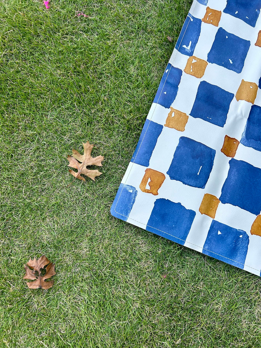 Picnic Mat - Checkers Indigo