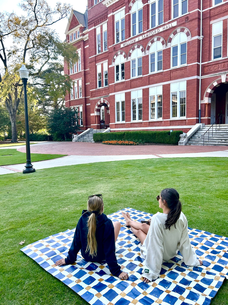 Picnic Mat - Checkers Indigo