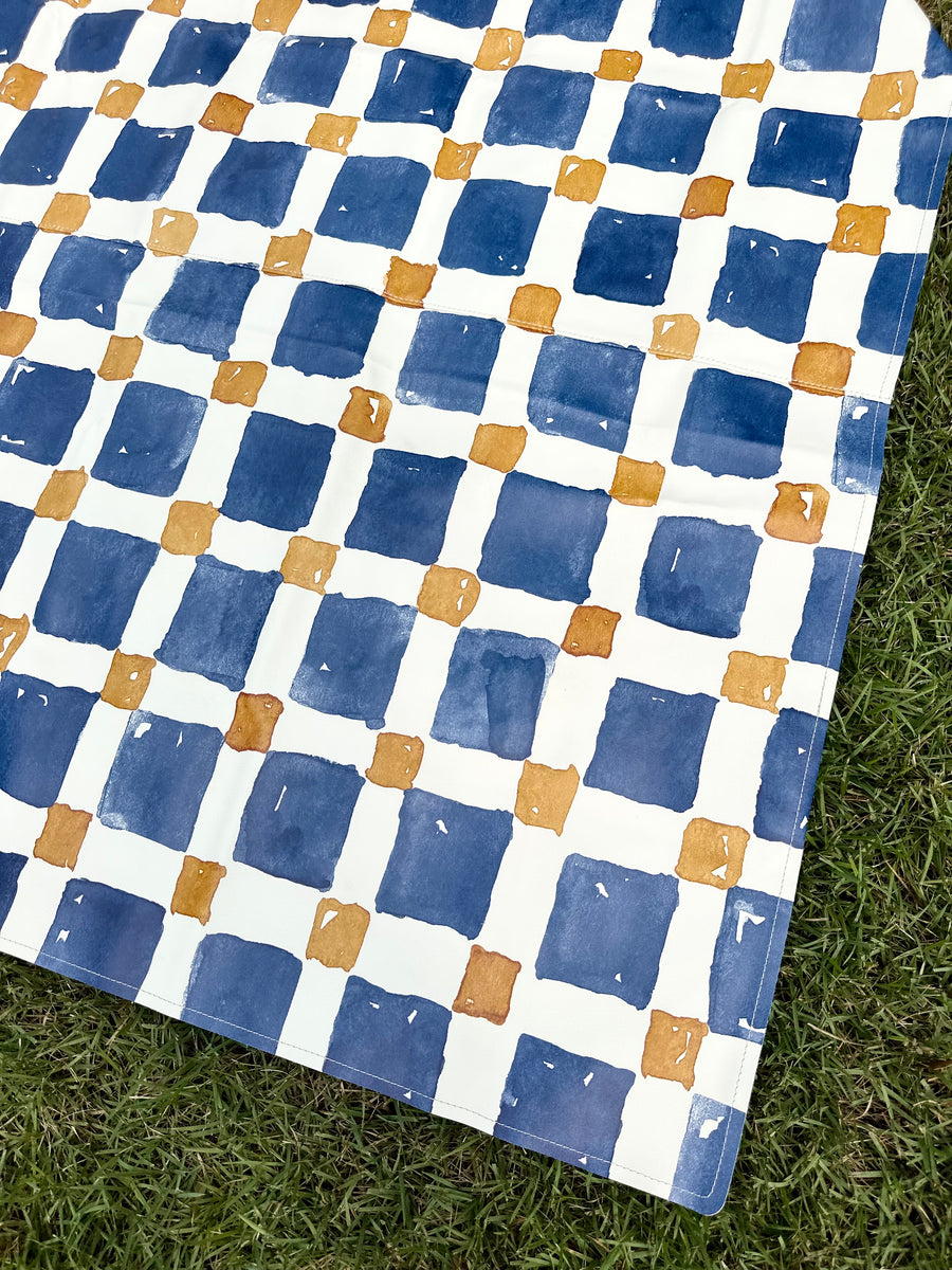 Picnic Mat - Checkers Indigo