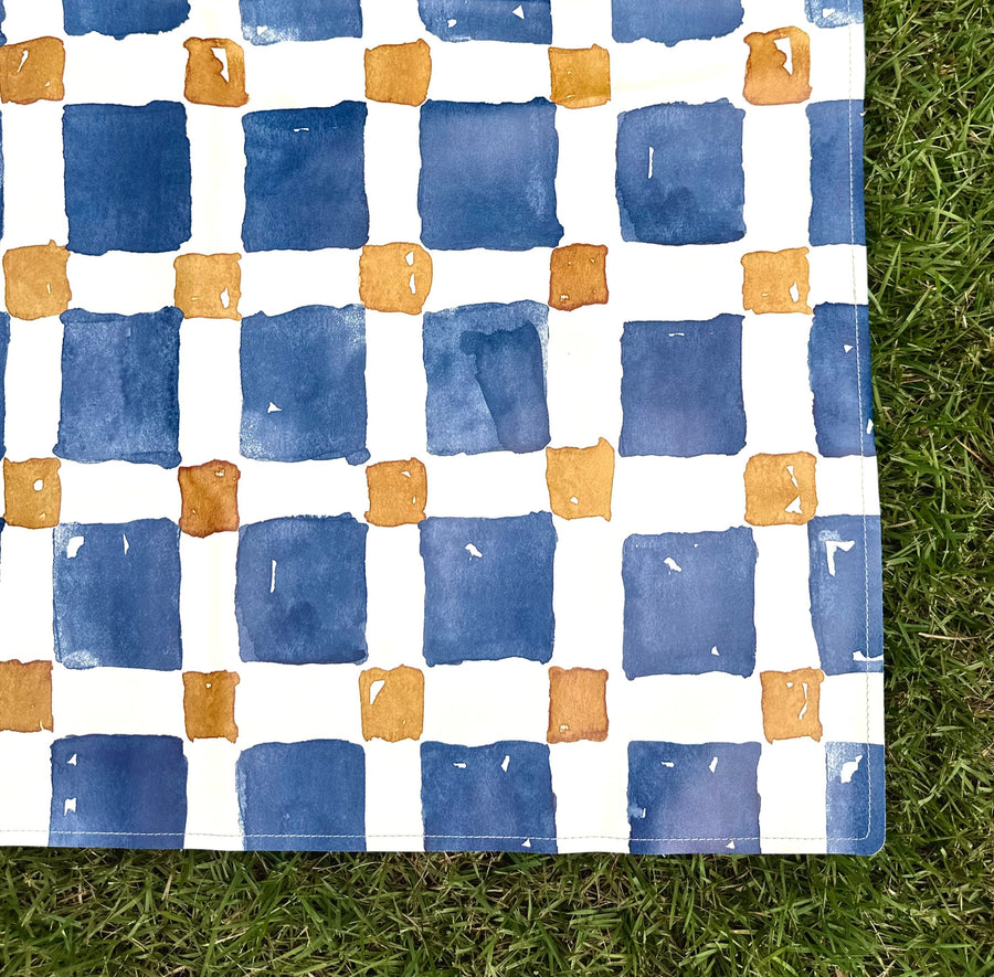 Picnic Mat - Checkers Indigo